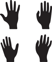 Fototapeta premium Four black silhouette hands displayed against a white background