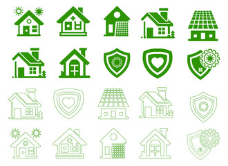 Trending building icon set on white background. Building symbol on construction and real state illustration in silhouette shape. Residential Vector house icon shape
