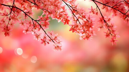 Fototapeta premium Pink Cherry Blossoms Spring Flowers Soft Background