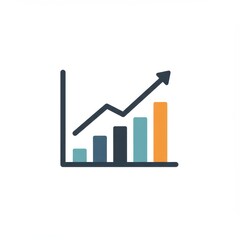 Bar graph with rising arrow isolated on white, business growth chart for financial reports, data analytics, presentations, progress tracking, investment forecasting