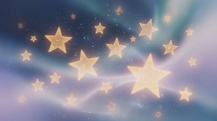 Stars in stylized 3D style with bold shapes, vibrant colors, and dynamic movement.