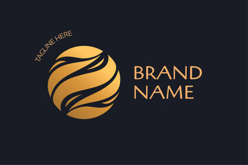 Abstract circle logo, foliage emblem, environment brand