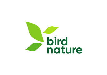 abstract leaf bird logo. falcon dove eagle design icon concept