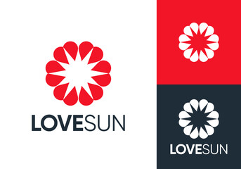 abstract love with sun logo. simple nature energy design concept