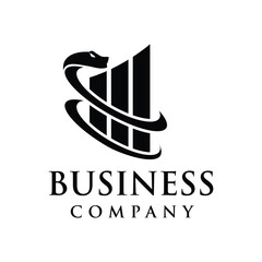 investment business design logo with snake element wrapped around bar graph