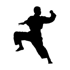 Tai Chi Pose Silhouette Clipart White Background