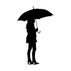 Umbrella Silhouettes Simple Clipart White Background