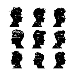 Mens Hairstyle Silhouettes Vector Pack