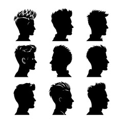 Mens Haircut Silhouettes for Design Projects