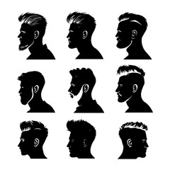 Unique Mens Haircut Silhouettes Collection