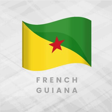 Vibrant Animated French Guiana Flag Waving with Diagonal Green and Yellow Field and Red Star Representing Independence, Culture, and South American Regional Pride