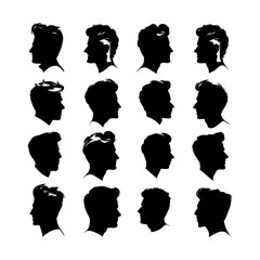 Male Hairstyle Silhouettes Vector Collection