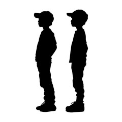 Boys Silhouettes on White Background Vector