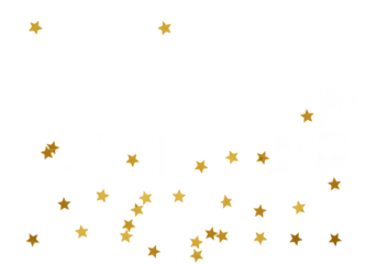 Scattered gold glitter stars isolated on transparent background
