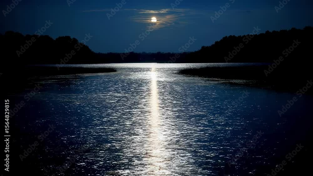 Poster wisps of moonlight swirl around the water s surface creating a peaceful serenity of luminescent ligh