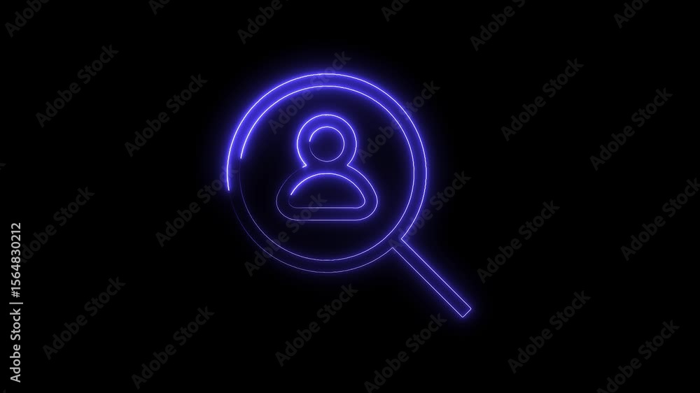 Aufkleber person search with neon glow effect recruitment and selection technology animated loop