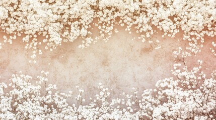 Obraz premium Floral Background White Baby Breath Flowers Beige Texture