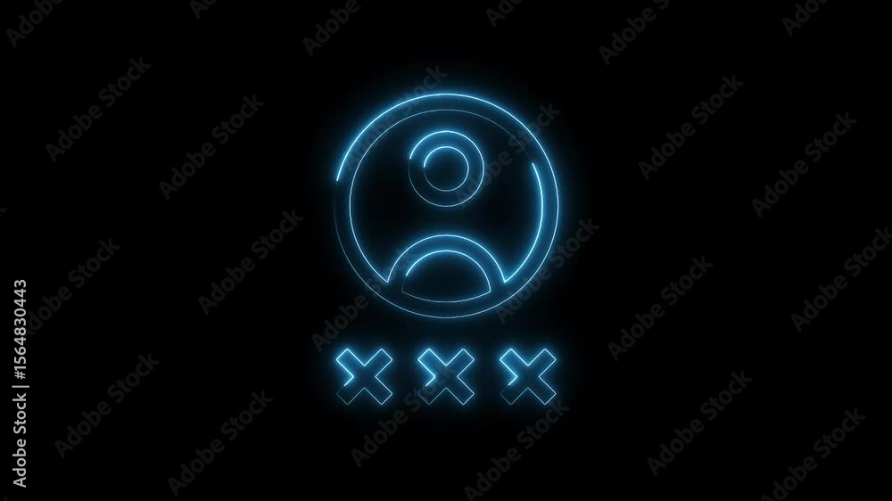 Aufkleber neon account locked icon with error warning and privacy violation concept on dark background