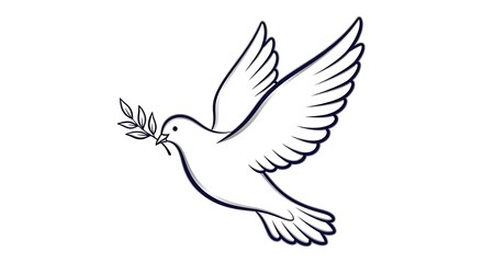 Obraz premium Peace dove illustration flying with olive branch vector graphic design symbol of hope drawing art 100