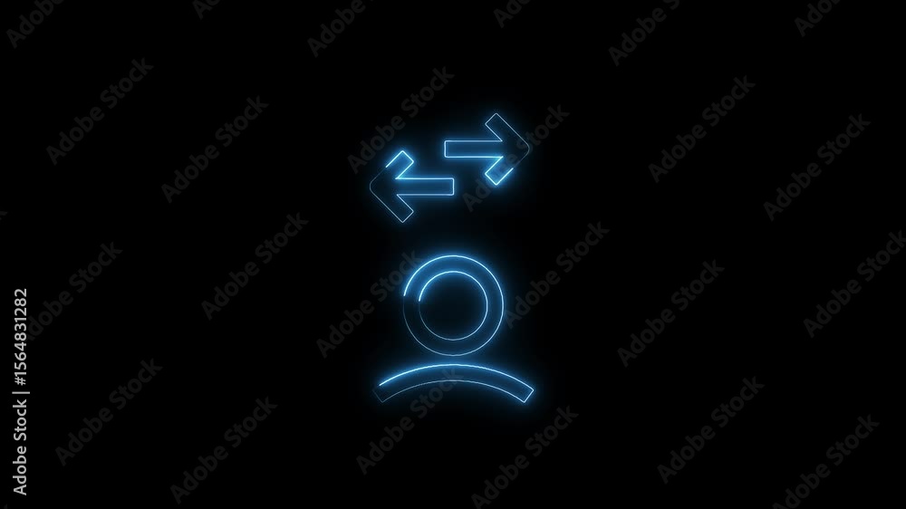 Aufkleber abstract neon person with arrows exchanging idea concept on dark background animation