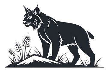 Obraz premium Majestic Lynx Silhouette Wildcat in its Natural Habitat - A Stunning Vector Illustration