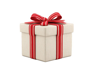 Square Gift Box with Red Ribbon and Bow, Perfect for Holiday Celebrations