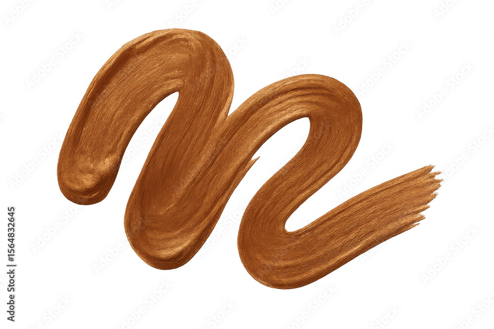 Poster golden paint brush stroke creating fluid, dynamic lines against transparent backdrop, adding artisti