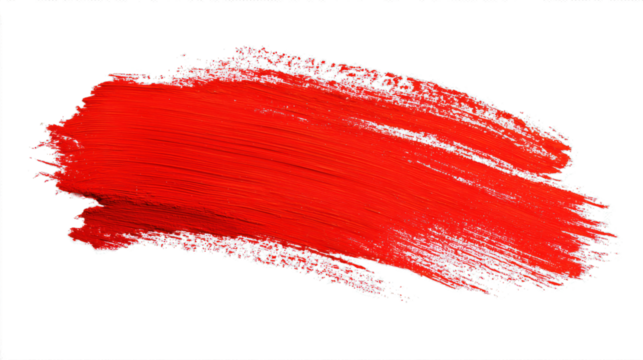 Bold Red Acrylic Paint Stroke on White Background for Graphic Design and Art Projects