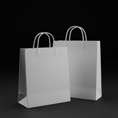 Elegant white shopping bag with handles, isolated on