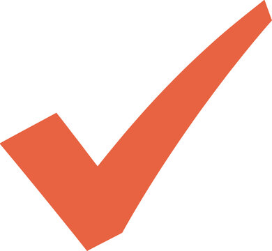 Orange Check Mark Symbol on White Background tick correct