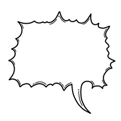 Hand drawn spiky speech bubble doodle style for cartoon text, pop art blank template