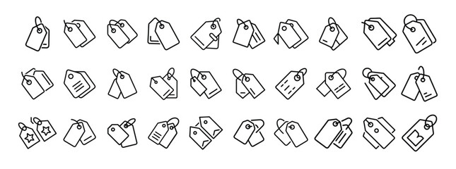 Price tag, label, discount, sale, shopping minimal thin line web icon set. Outline icons collection. Simple vector illustration.