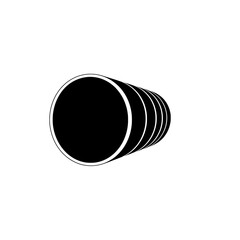 Black cylindrical shapes in a minimalist graphic design  