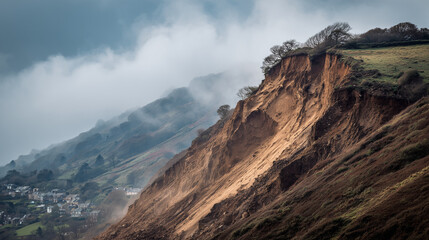 Landslide Risk Concept with Unstable Terrain and Earth Movement