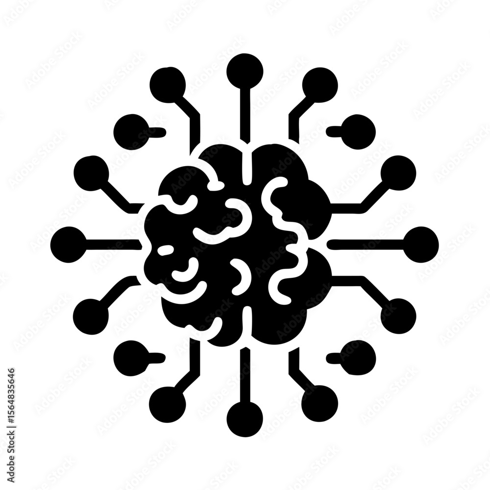 Poster artificial intelligence brain with circuit connections neural network technology ai data