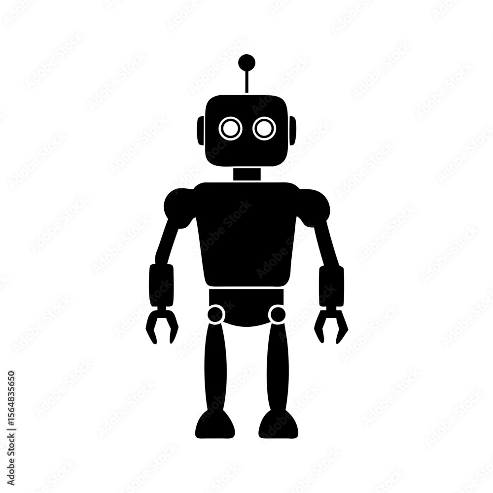 Aufkleber isolated black robot vector illustration, ai technology, robotics and automation concept design