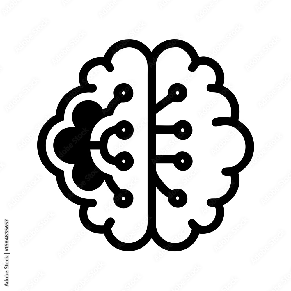 Poster brain technology artificial intelligence machine learning neural network concept vector icon