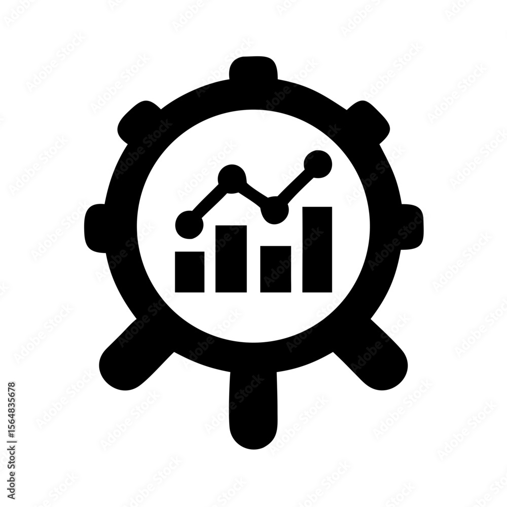 Poster data analysis automation process with gear and chart for business intelligence solution