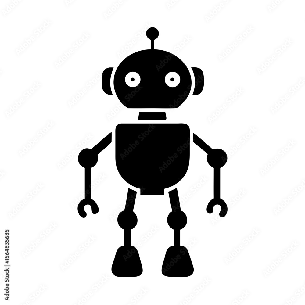 Aufkleber isolated black robot vector illustration for ai technology and automation concept design