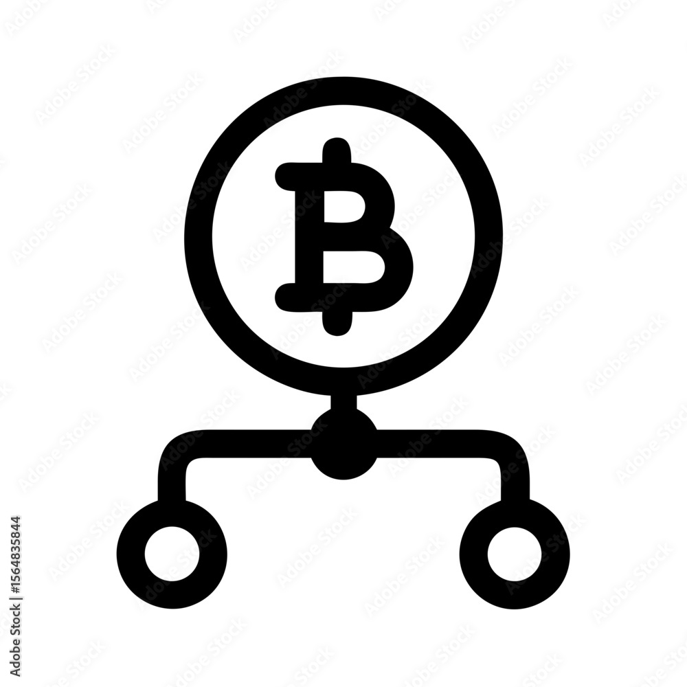 Poster bitcoin network diagram for cryptocurrency blockchain technology and digital finance system