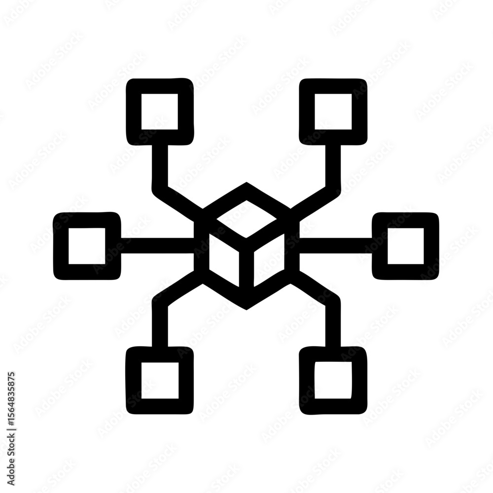 Poster decentralized network icon vector illustration concept for blockchain technology and iot