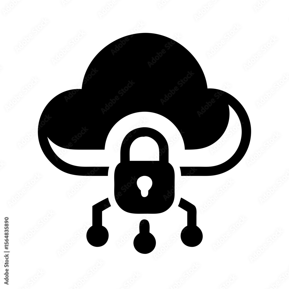 Poster secure cloud computing data protection and cybersecurity network safety and privacy concept