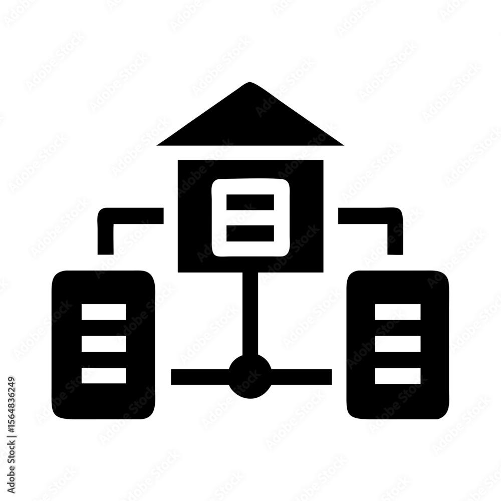 Poster network diagram data flow chart illustration of server connection and database system model