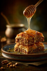 Greek Baklava with Pistachio and Honey