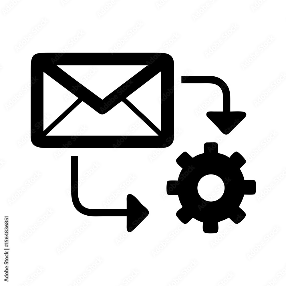 Poster email automation workflow process vector icon for marketing and business strategy design