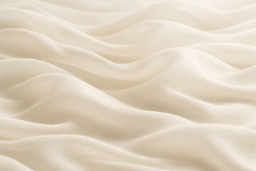 Fototapeta premium Soft Ivory Chiffon Drapery Forming Calm Wave-Like Dunes under Gentle Diffused Light
