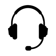 Headset headphones microphone audio communication support call center customer service icon vector graphic