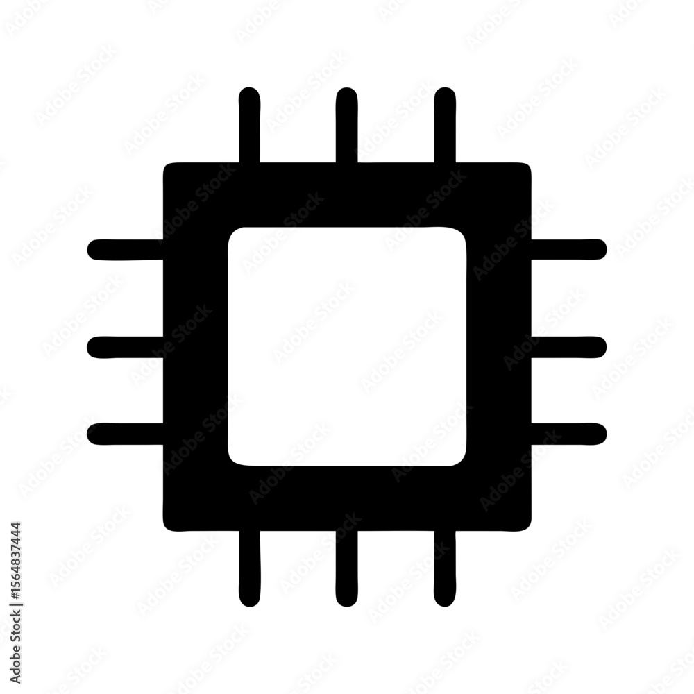 Poster illustration of integrated circuit chip microchip processor cpu technology electronics component vec