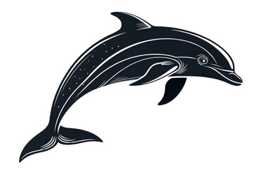 Obraz premium Elegant Dolphin Illustration Leaping Silhouette Design, Marine Animal Vector Graphic, Ocean Wildlife Art