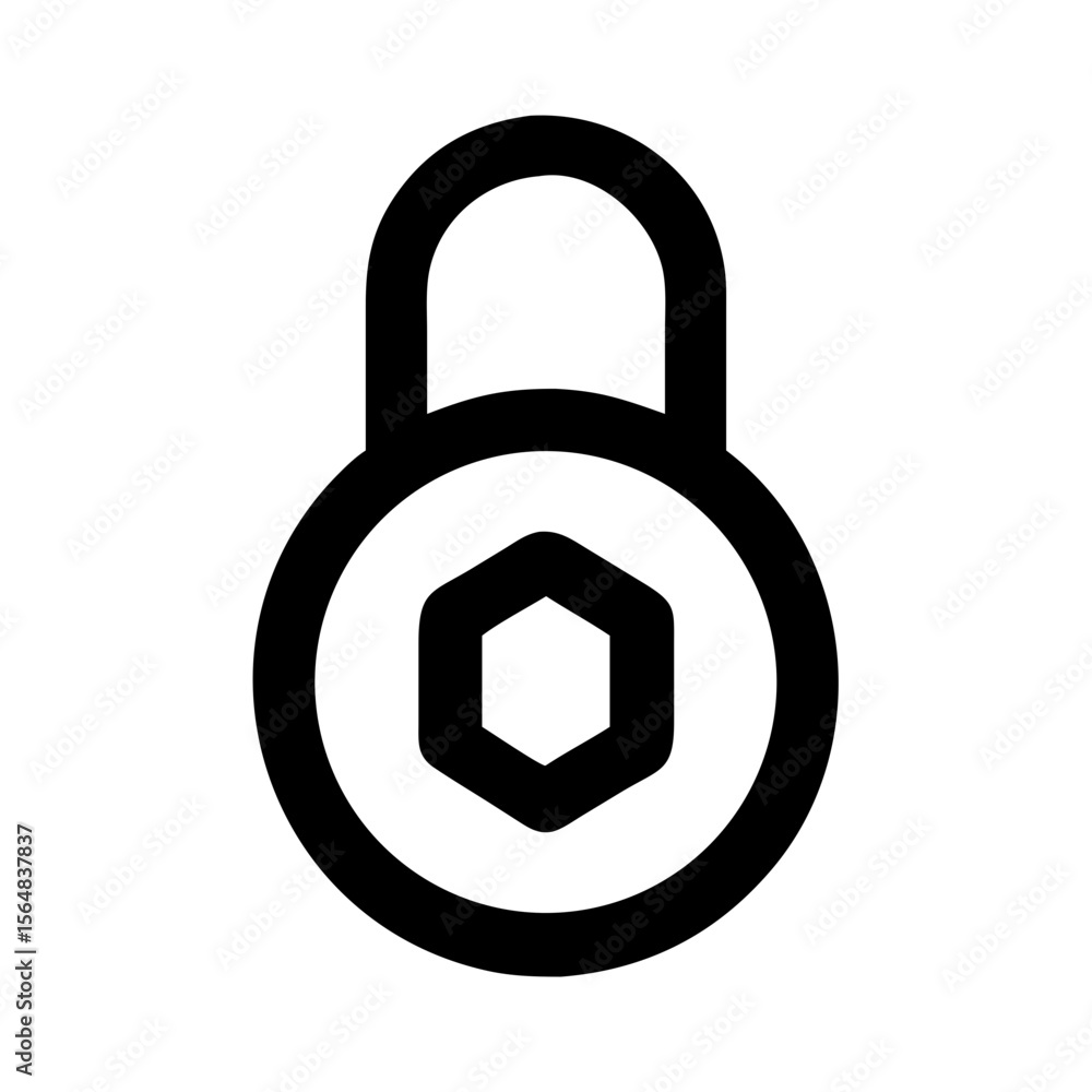 Aufkleber padlock security lock safety privacy protection secure access control hexagon secret key system